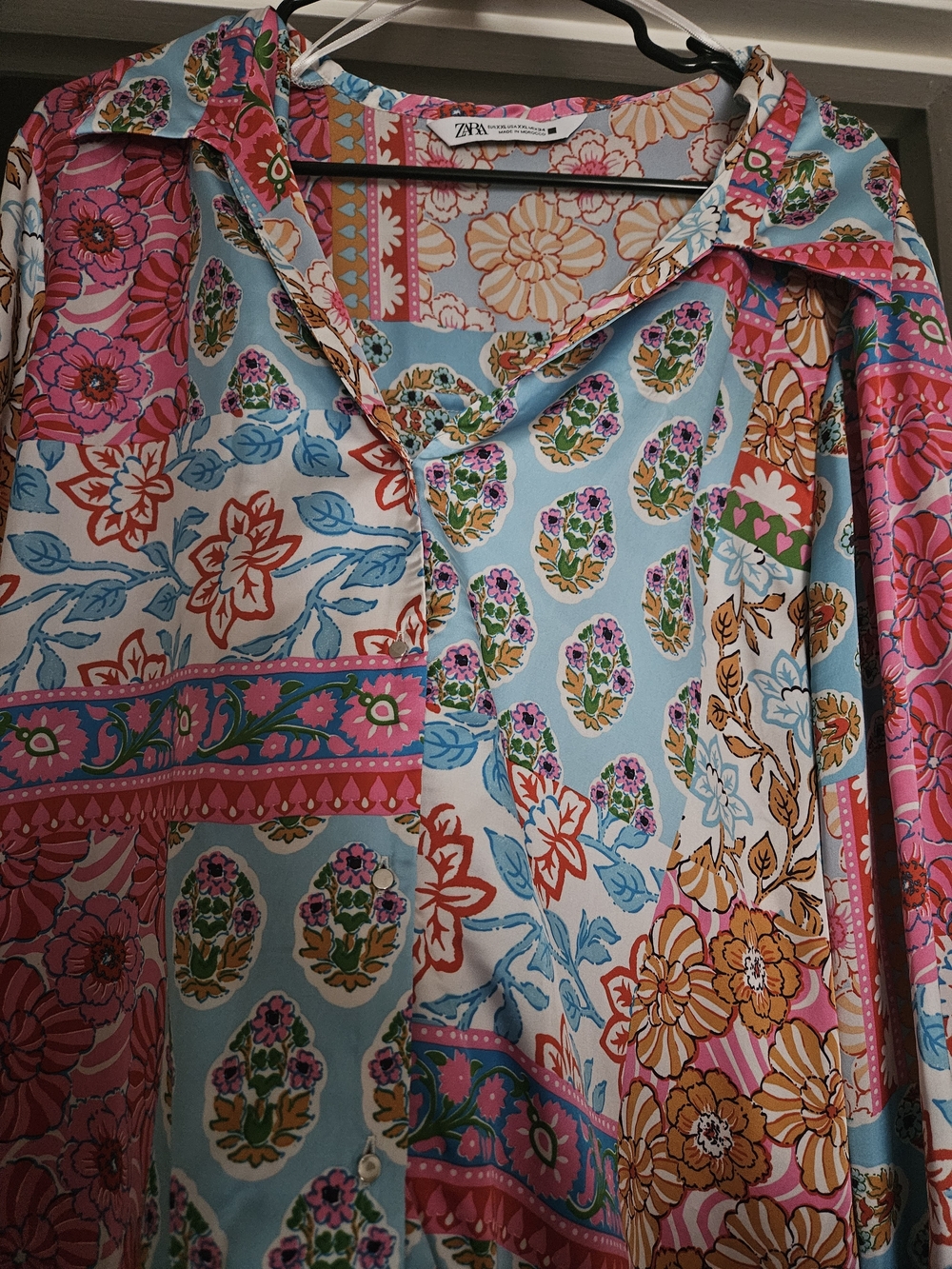 Zara Multi-Color Floral Patchwork Blouse
